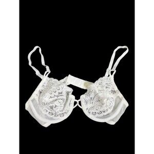 Victoria’s Secret Gold Label White Lace Underwire Bra 34B VTG Y2K Demi Floral